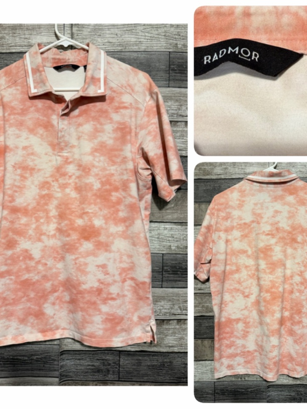 Radmor Golf Tie Dye Polo Shirt Men’s M Pink Short Sleeve Performance Casual Pima